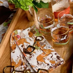 Wooden Serving Tray with Brass Snaffle Handles