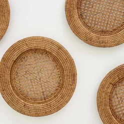 Woven honey rattan charger